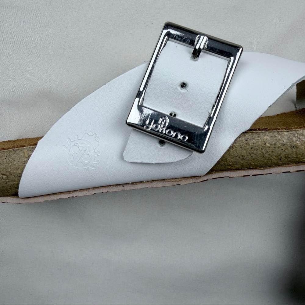 Yokono Ibiza-013 leather mule sandal in white - Picture 9 of 10